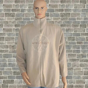 Express Athletique Men's Beige 1/4 Zip Vintage Sweater Jacket